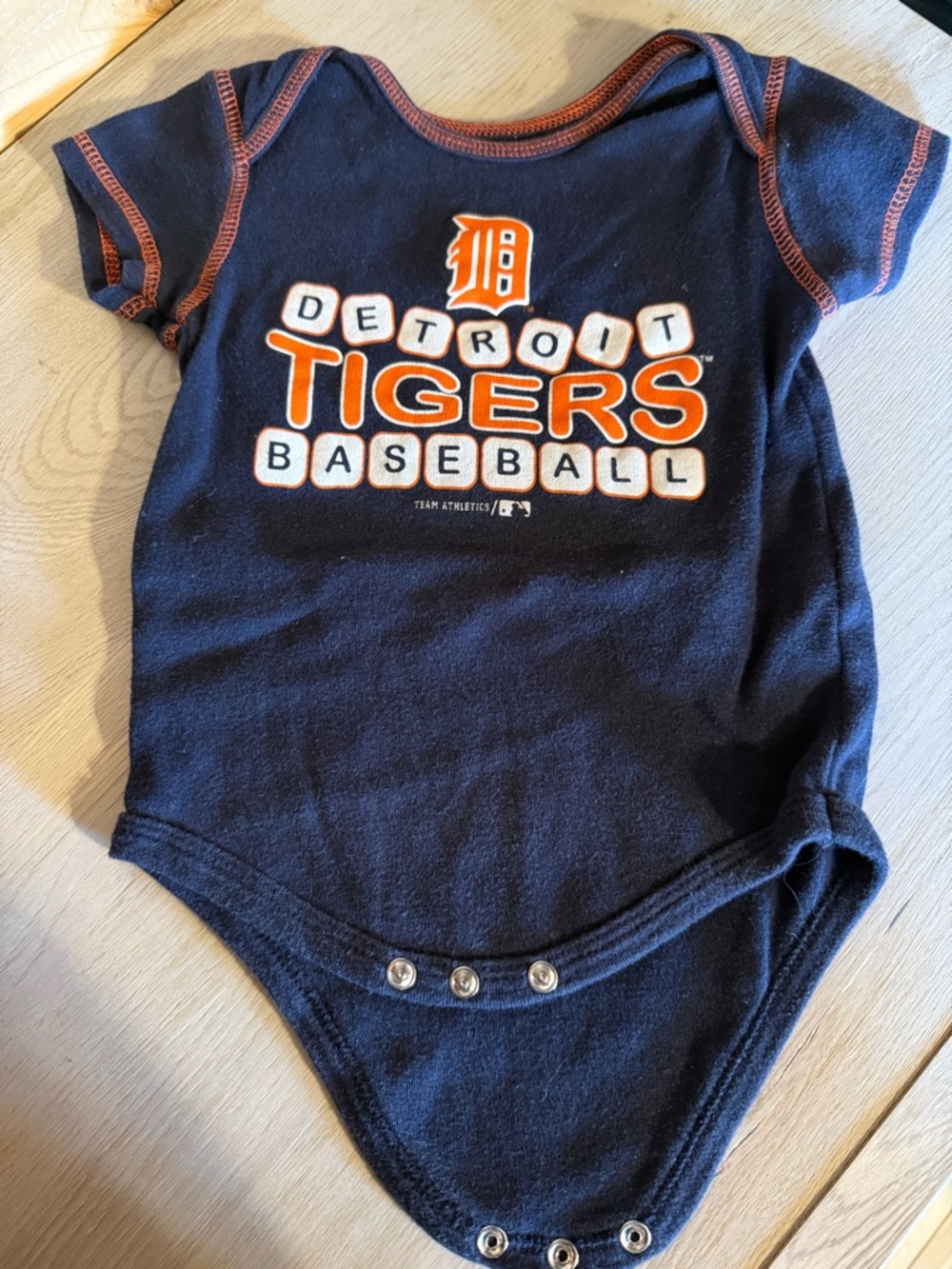 Detroit Tigers Navy Baby Onesie with Orange Trim 12 Month